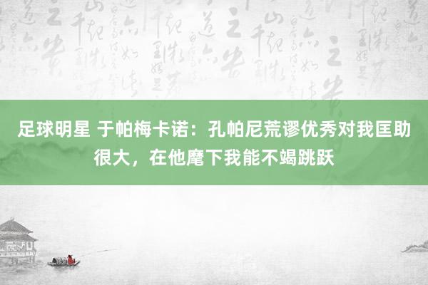 足球明星 于帕梅卡诺：孔帕尼荒谬优秀对我匡助很大，在他麾下我能不竭跳跃