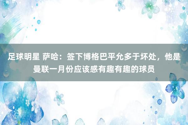 足球明星 萨哈：签下博格巴平允多于坏处，他是曼联一月份应该感有趣有趣的球员