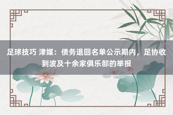 足球技巧 津媒：债务退回名单公示期内，足协收到波及十余家俱乐部的举报